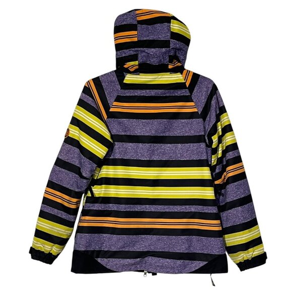 686 Manual Heather Iris Striped Insulated Hooded Zip Ski Snowboard Jacket - Picture 4 of 16